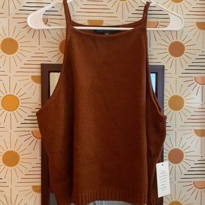 Eloquii rust cropped halter sweater top